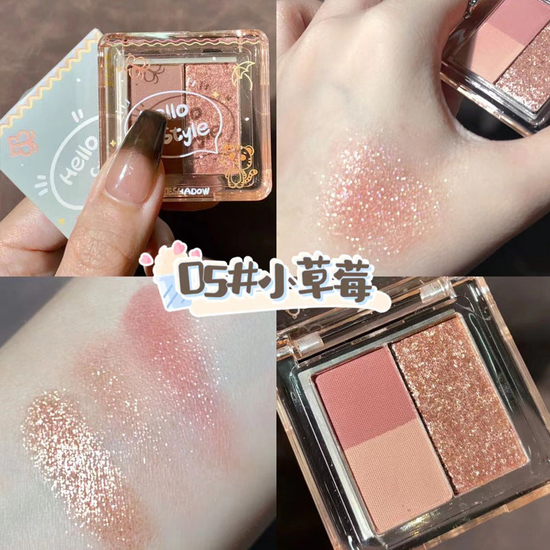 HELLOSTYLE三色四色眼影盘小曲奇蔷薇眼影盘乌云大地色珠光哑光女