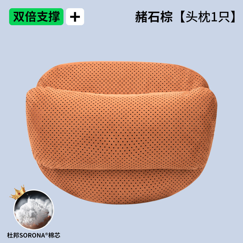 跨境爆款汽车头枕高级感打孔透气杜邦棉护颈枕车用座椅护腰靠垫枕