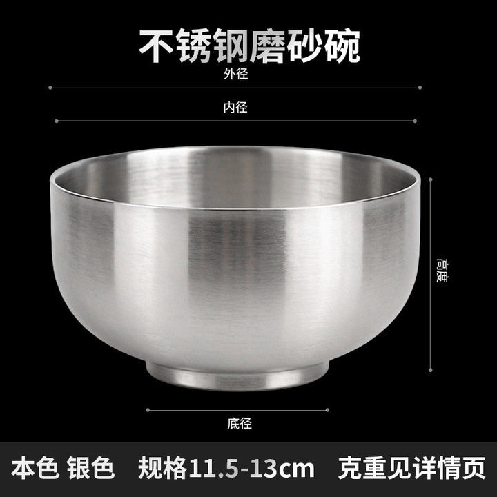 加厚304/316不锈钢碗双层防烫汤碗儿童碗防摔家用吃饭餐具泡面碗