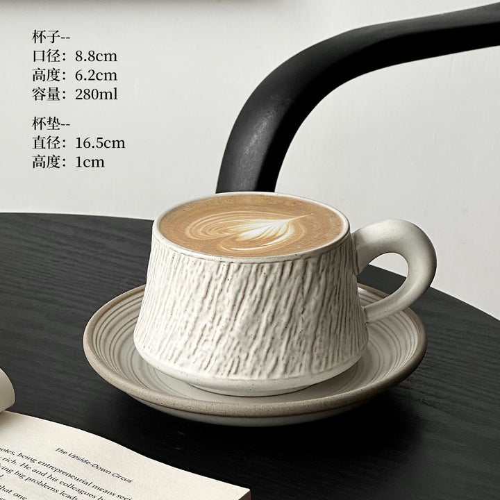 石纹陶瓷杯拉花杯子拿铁咖啡杯碟套装泽田杯马克杯高级感束腰杯