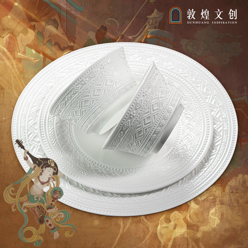 Ceramic Tableware Bowl & Plate Set Bowl & Plate Chopsticks Underglaze Home Housewarming Gift