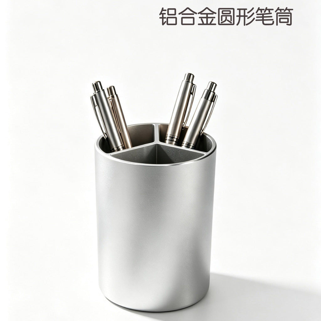 铝合金圆形笔筒 桌面办公学生文具收纳个性商务礼品定制刻字笔筒
