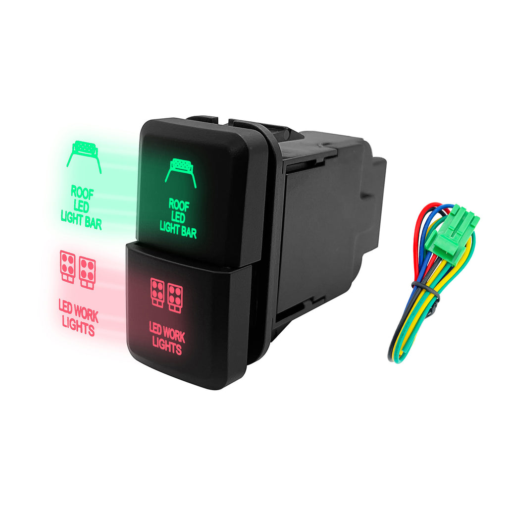 适用于丰田卡罗拉双控双按钮开关 12V Led绿红灯交替光配线
