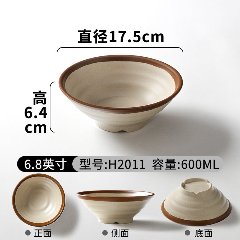 祥源美密胺创意复古餐具商用餐厅饭店火锅店盘子菜盘仿瓷塑料面碗