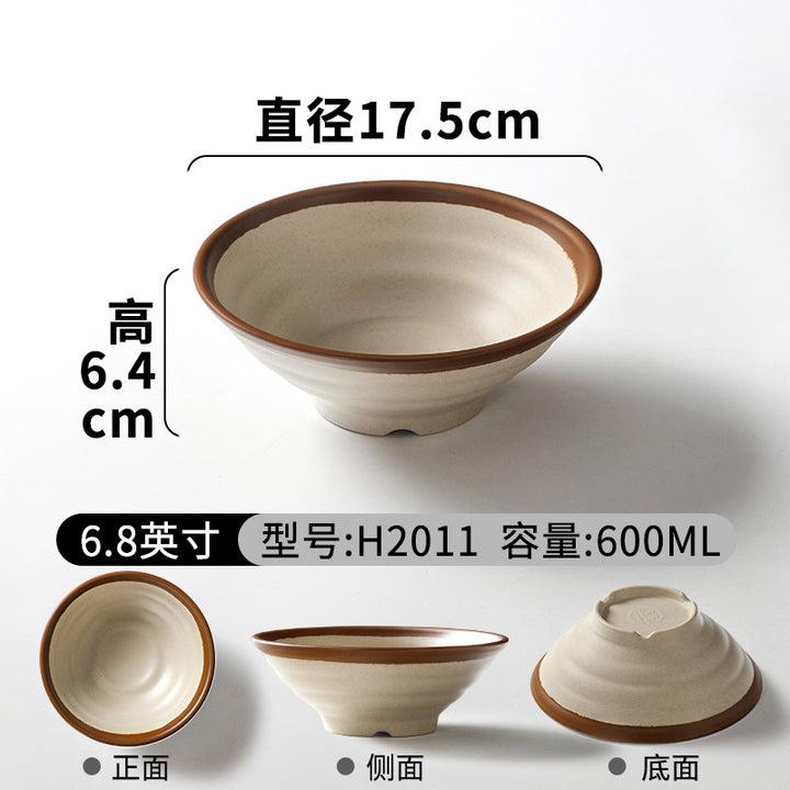 祥源美密胺创意复古餐具商用餐厅饭店火锅店盘子菜盘仿瓷塑料面碗