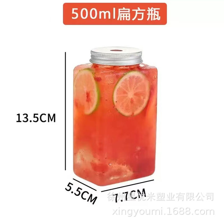 奶茶杯一次性带盖杨枝甘露瓶子胖胖杯U形大肚杯果汁冷饮塑料瓶pet