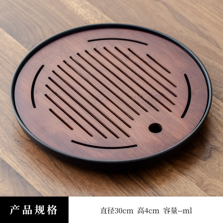 简约茶盘日式家用小竹托盘功夫茶具套装圆形简约干泡盘迷你小茶台