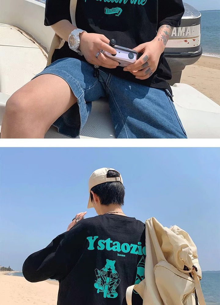 短袖t恤男ins港风潮流宽松潮牌上衣服韩版夏季新款休闲百搭半袖衫