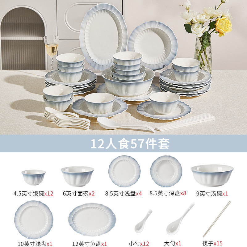 釉下彩陶瓷碗盘套装家用餐具2026新款整套乔迁新居高颜值碗筷碗具