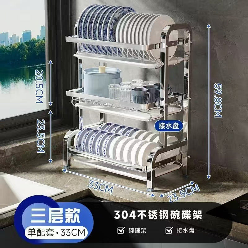 【精选联盟】不锈钢碗架厨房置物架碗碟沥水架碗盘超窄置物架