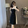 French Color-Block Slim Waist Spliced Summer Dress – Elegant Black & White Midi Dress