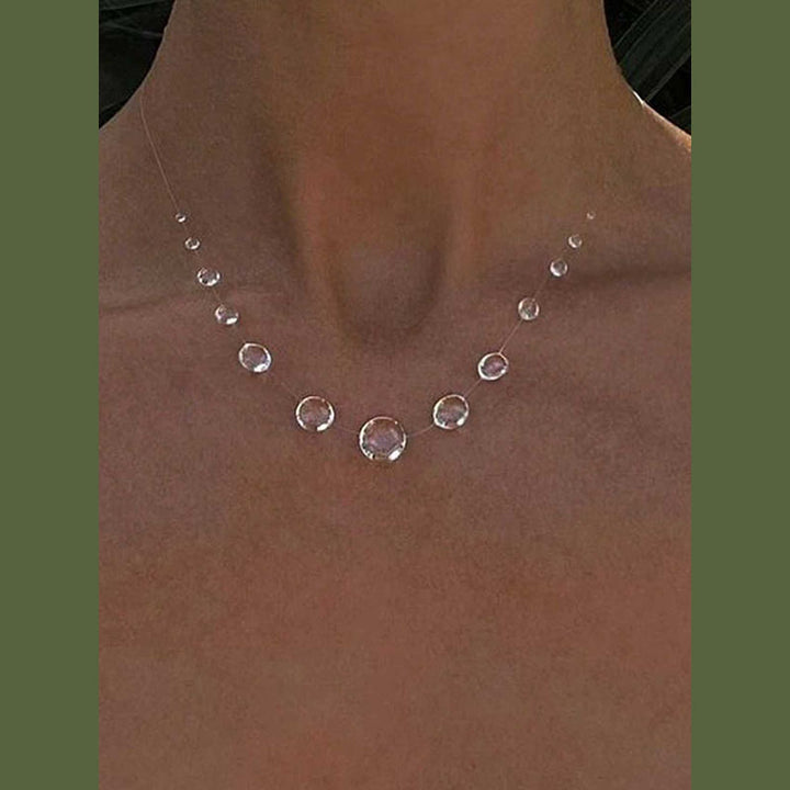 现货清冷感超仙极简风透明水晶露珠耳环小众高级感独特百搭锁骨链