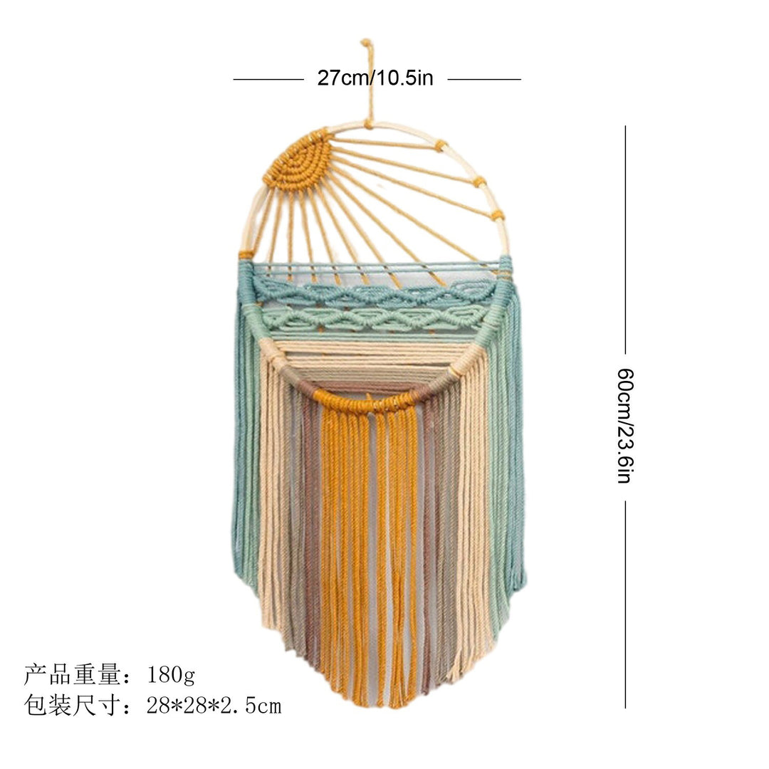 亚马逊彩色圆环流苏壁毯 民宿客厅卧室手工编织波西米亚壁挂装饰