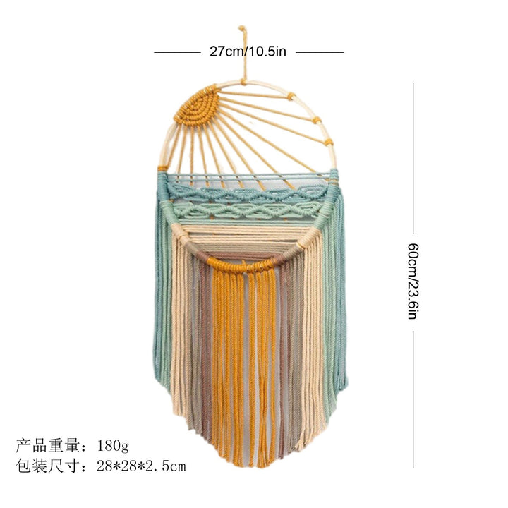 亚马逊彩色圆环流苏壁毯 民宿客厅卧室手工编织波西米亚壁挂装饰