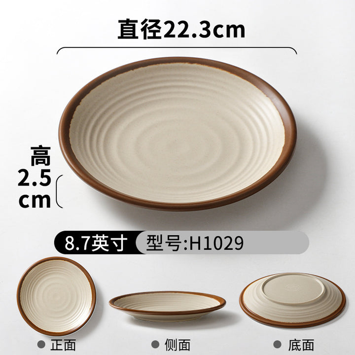 祥源美密胺创意复古餐具商用餐厅饭店火锅店盘子菜盘仿瓷塑料面碗
