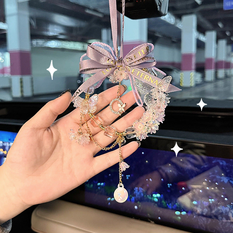 创意蝴蝶汽车挂件女生装饰高级感女神车内后视镜吊坠时尚车载挂饰