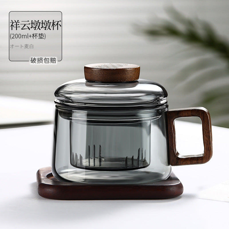 迷你墩墩杯茶杯茶水分离家用玻璃杯办公室花茶杯咖啡杯子可加热