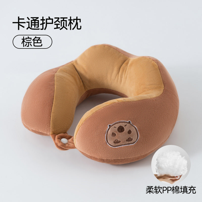 卡通u型枕卡皮巴拉颈枕车载u型护颈枕多功能颈椎枕办公室午睡枕