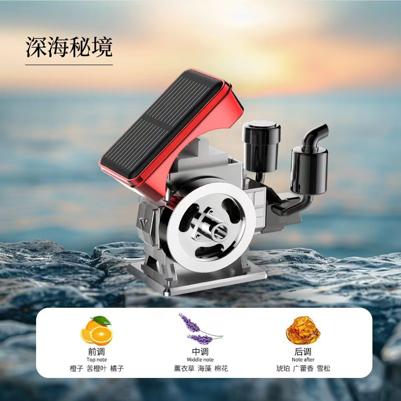 车载香薰太阳能拖拉机旋转香水装饰品中控台创意发财机香薰摆件