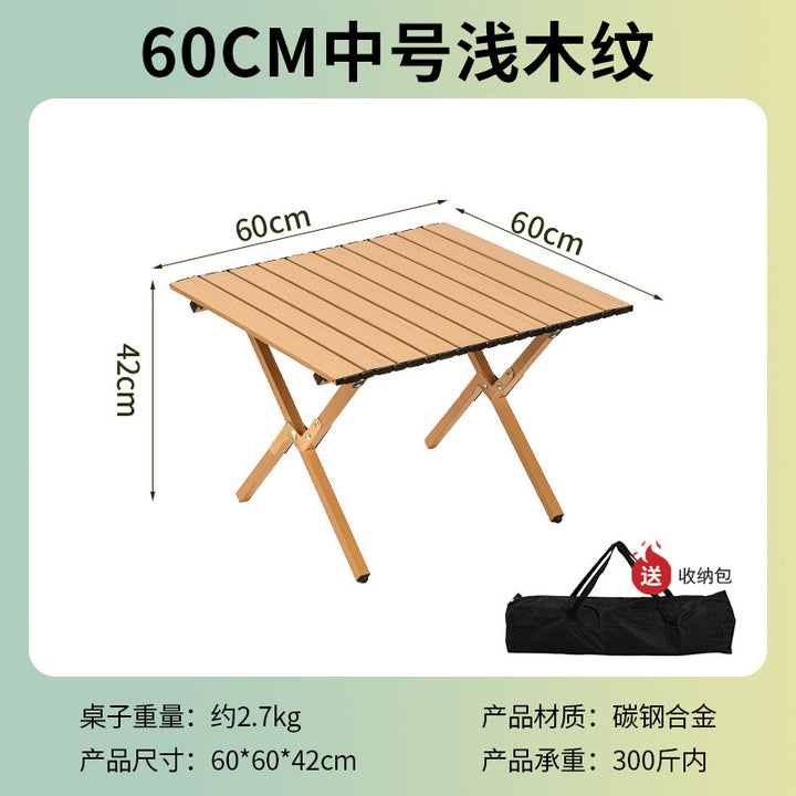 Outdoor Camping Folding Table & Chair Set – Portable Picnic Egg Roll Table Complete Kit