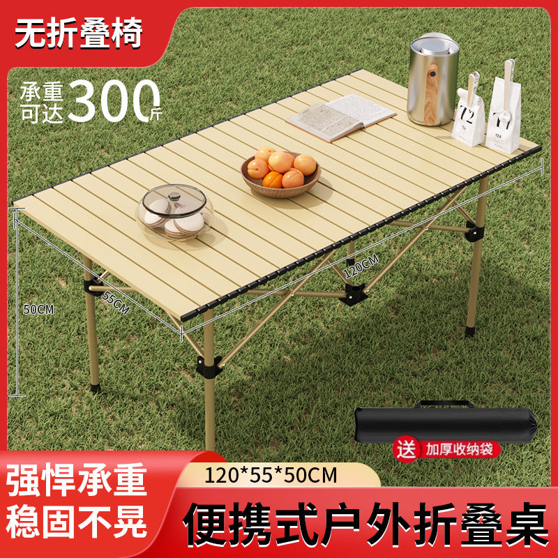 Outdoor Camping Folding Table & Chair Set – Portable Picnic Egg Roll Table Complete Kit