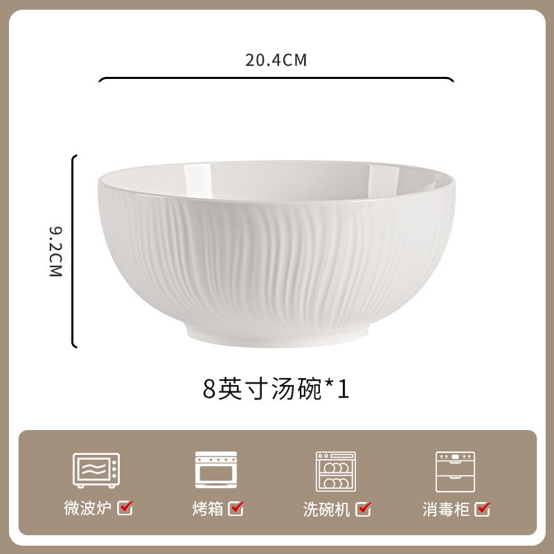 家用纯白釉下彩陶瓷餐具高级感米饭碗碗碟套装饭碗面碗汤碗组合