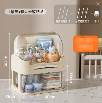 放宝宝奶瓶收纳盒装婴儿餐具碗筷辅食工具箱防尘沥水储物柜置物架