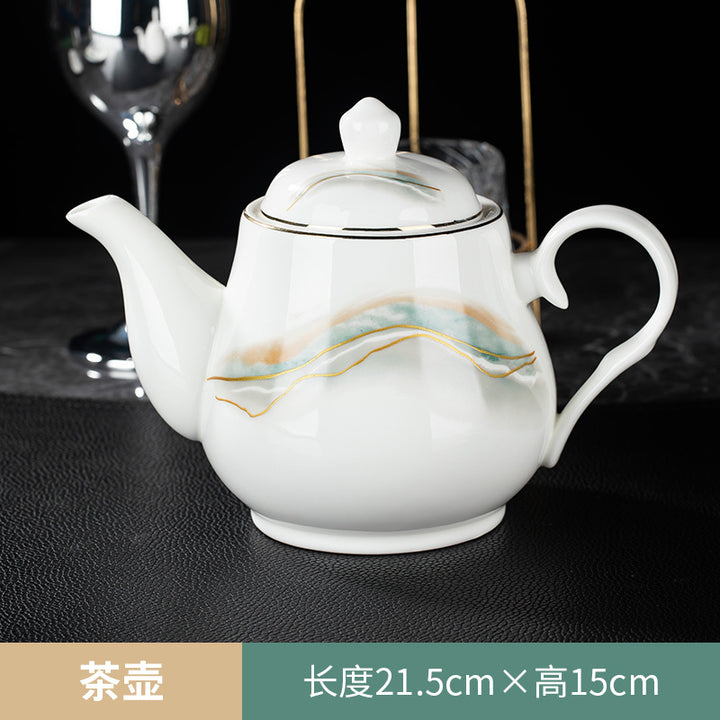 高档酒店摆台骨瓷餐具套装饭店会所私房菜包厢招待金边碗碟四件套