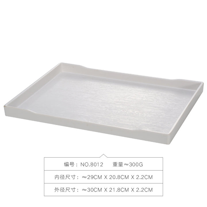 密胺托盘仿木纹餐饮餐具商用塑料端茶盘长方形食品级餐具套装特大