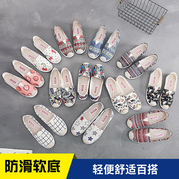 2026春季新款老北京布鞋女软底懒人鞋帆布鞋外贸鞋渔夫鞋韩版百搭