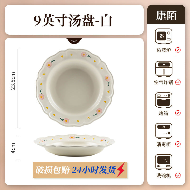 KANGMO Influencer Premium Creative Bowl Ceramic Bowl Home Souvenir Gift Small Flower Cream Style Ceramic Bowl Plate Wholesale