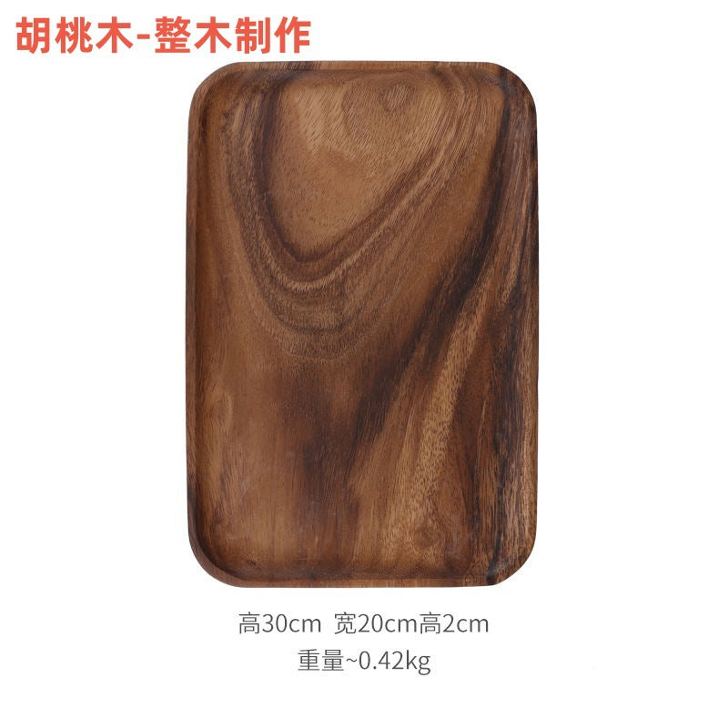 跨境胡桃木日式木托盘定制家用实木糕茶点小圆形盘茶盘餐具盘批发