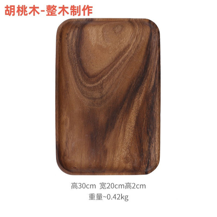 跨境胡桃木日式木托盘定制家用实木糕茶点小圆形盘茶盘餐具盘批发
