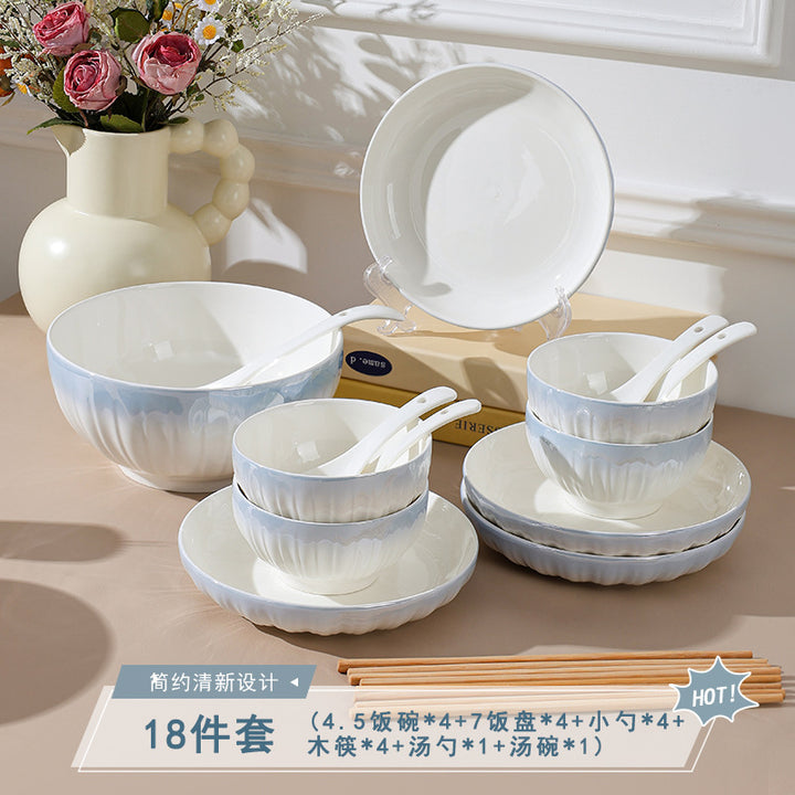 洛可可高颜值餐盘陶瓷盘子家用碗碟套装高级感高温烤花碟子菜盘