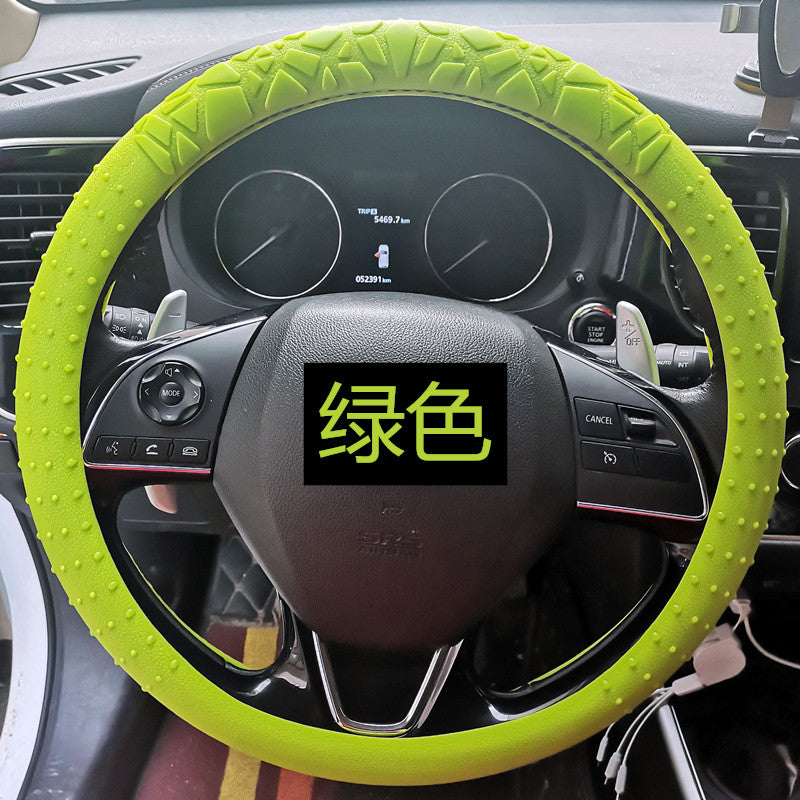 跨境几何纹防滑硅胶方向盘套汽车D圆形通用弹性颗粒防晒加厚把套