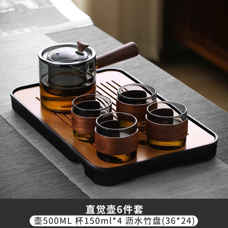 玻璃煮茶壶侧木把耐高温加厚过滤分茶器电陶炉花茶壶煮茶器批发