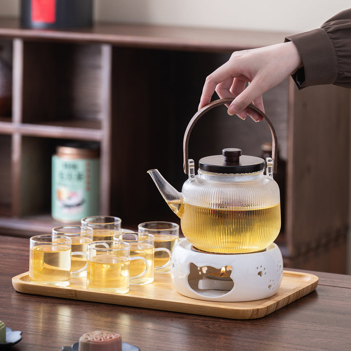 水果茶壶茶杯耐热玻璃花茶壶套装蜡烛加热下午茶休闲厅美容院茶具
