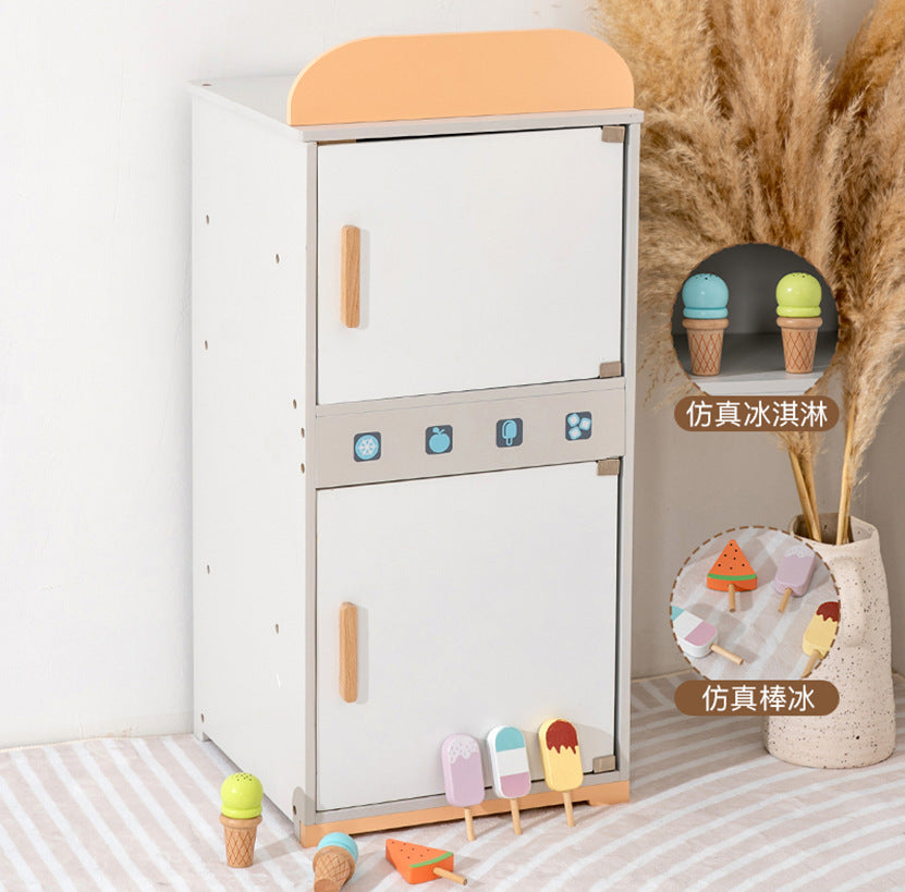 丹麦儿童过家家岁6厨房煮饭玩具仿真声光冰箱套装模拟做饭木灶台