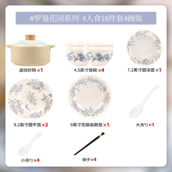 KANGMO French Vintage Ceramic Dinner Set - Premium Tableware Housewarming Gift