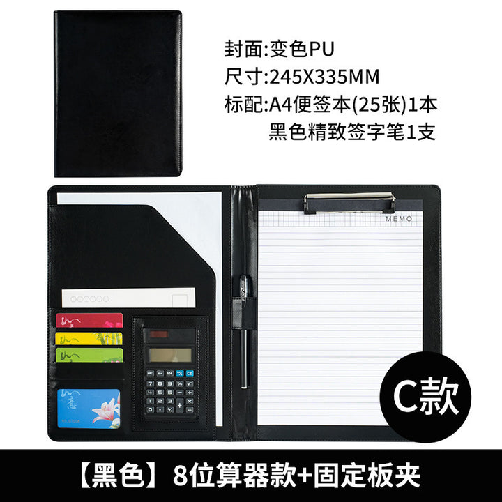 A 4 Multi-Function Leather Portfolio Folder – Business Manager Binder with Calculator