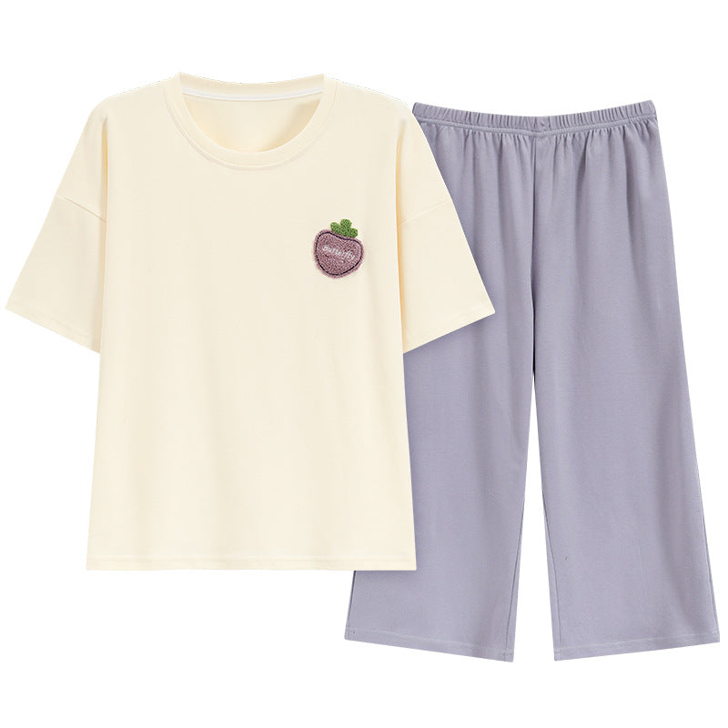【7A抗菌】睡衣女春夏款纯棉短袖七分裤薄款夏季家居服可外穿套装