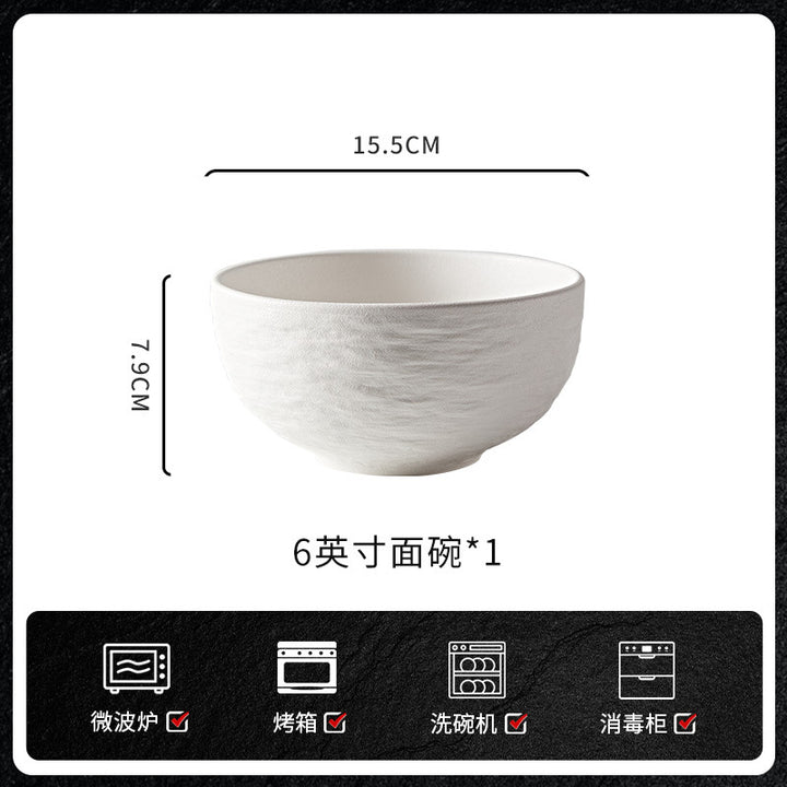 创意黑白陶瓷碗家用高级感餐厅酒店批发陶瓷餐具米饭碗碗碟套装