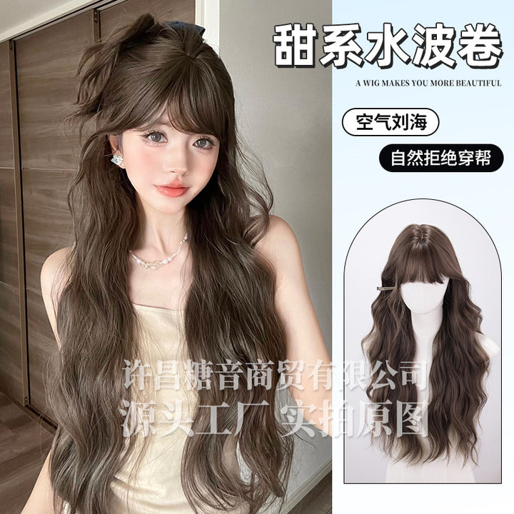 糖音假发女长卷发lolita逼真空气刘海假发全头套式假发