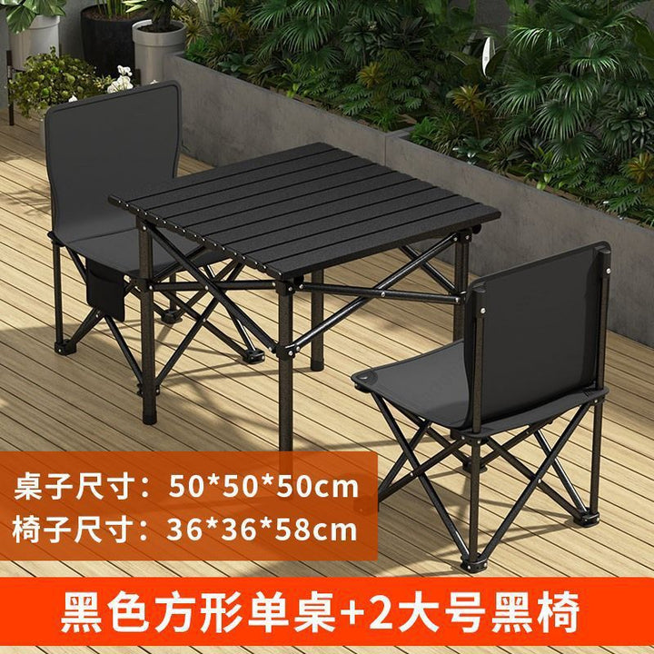 Outdoor Camping Folding Table & Chair Set – Portable Picnic Egg Roll Table Complete Kit