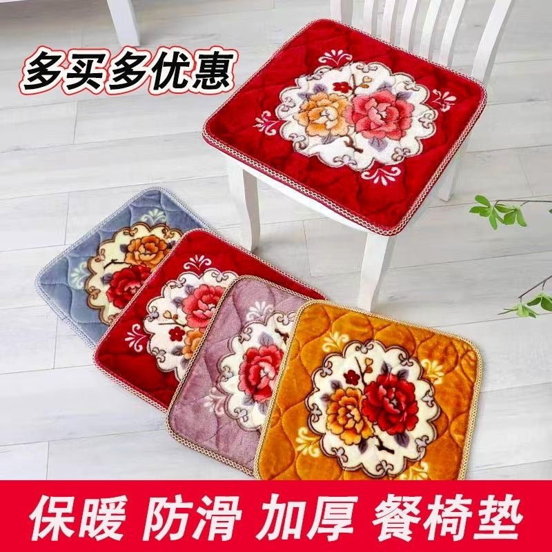 加厚毛绒小椅子坐垫冬季保暖办公室防滑椅子垫沙发垫餐桌加厚坐垫
