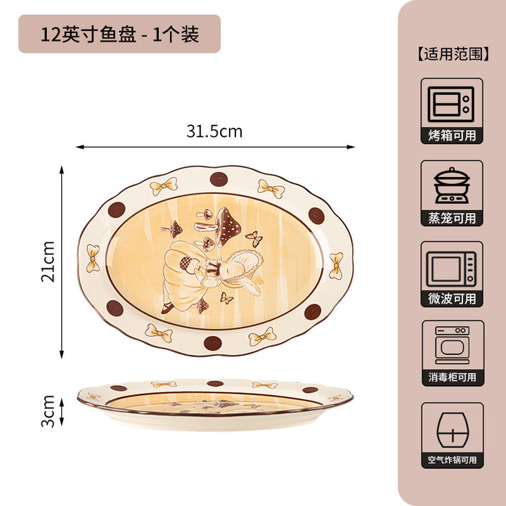 卡通赫本兔碗碟套装家用新款陶瓷餐具乔迁新居送礼碗盘子生日礼物