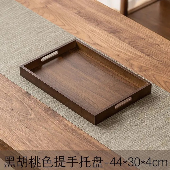 胡桃木色重竹茶盘家用简约长方形大号茶具收纳盘干泡台水杯置物架