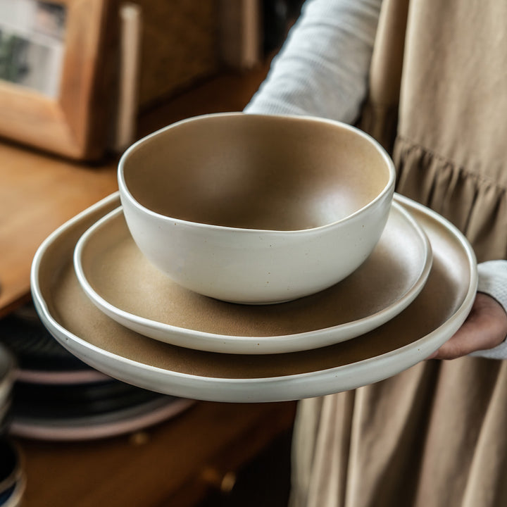 Japanese Style Brown Ceramic Plate Plate Home Bowl Bowl Bowl Bowl Wholesale