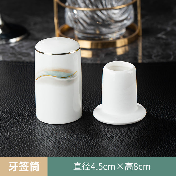 高档酒店摆台骨瓷餐具套装饭店会所私房菜包厢招待金边碗碟四件套