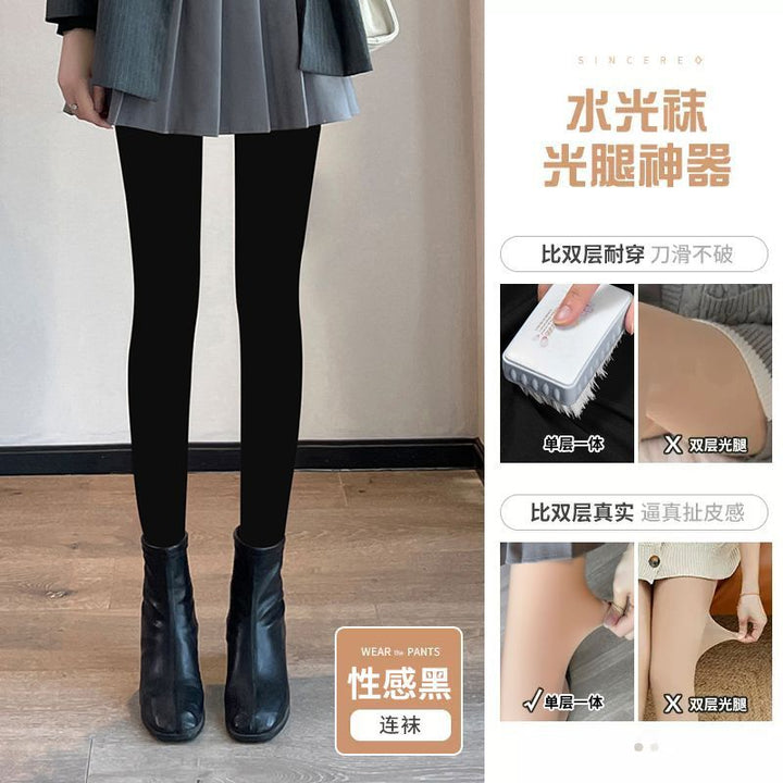 花仙子水光袜光腿神器女冬季连裤袜自然裸感一体裤加绒加厚外穿秋